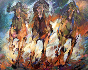 Three abreast